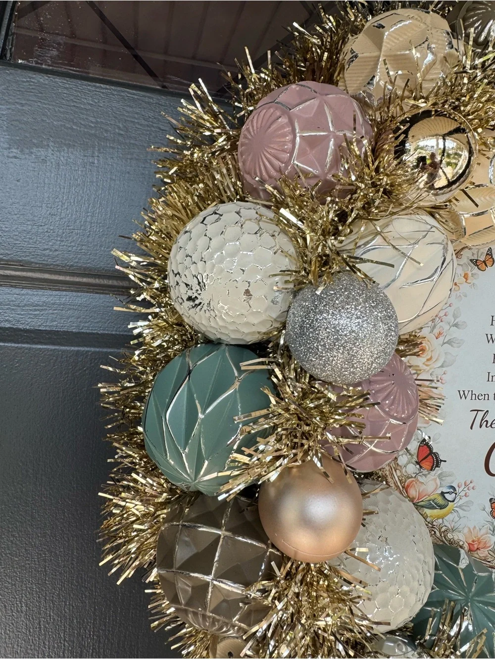 Peace in Christ Holiday Wreath - Pastel Gold Decorative Door Wreath